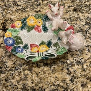 O. Fitz and Floyd “Bunnies and Blooms” soap dish. Vintage.